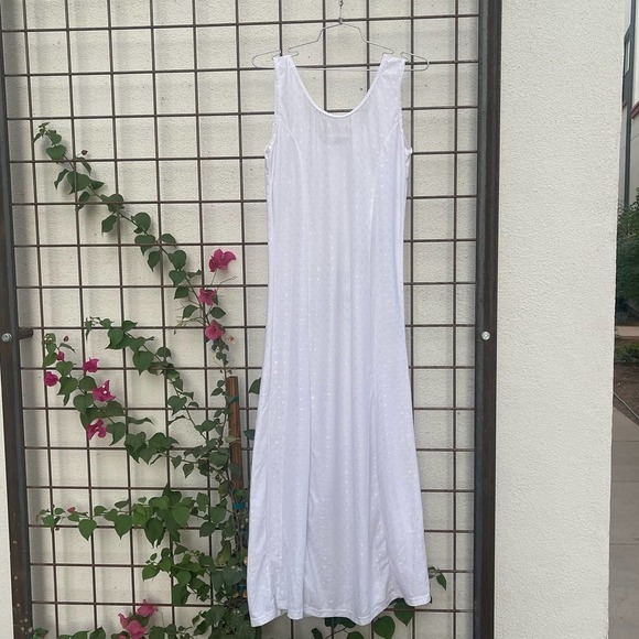 Vintage Womens Dressed In White Slip Night Maxi Dress Pockets Cottage Bride - Picture 6 of 6